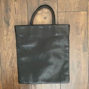 Baggu flat leather mini tote - black